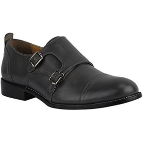 حذاء LIBERTYZENO رجالي بإبزيم مزدوج من الجلد الأصلي بحزام Kiltie Monk in Kuwait