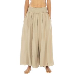 Back From Bali Womens Boho Wide Leg Palazzo Pants Smocked Waist Harem Lounge Loose Summer Beach Pants