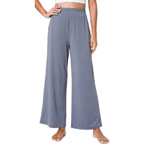 LazyCozy Women's Bamboo Terry Lounge Pants with Pocket Comfy Loose Wide-Leg Yoga Sweatpants