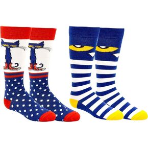 Pete the Cat Socks (Youth) (2 Pair) - Pete the Cat Gifts Girls & Boys Knee High Socks - Fits Shoe Size: 9-3 (Kids)