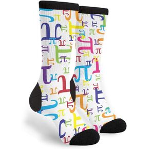 Colorful Pi Math Men Women Casual Crazy Funny Athletic Fancy Novelty Graphic Crew Tube Socks Moisture Wicking Gift
