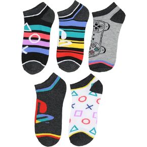 Bioworld PlayStation Socks Video Game Console 5 Pack Adult No Show Ankle Socks One Size
