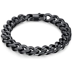 Hip Hop Stainless Steel Bracelet Flat Link Bracelet Cuban Chain Bracelet