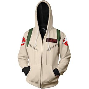 Mens Ghoul Hunter Venkman Hoodie Backpack Jacket Zip Up Hunter Coat Sweatshirt