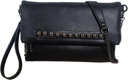 NIGEDU Fold-Over Women Clutch Purse Beaded PU Leather Chain Crossbody Bag Female Envelope Evening Bags in Kuwait