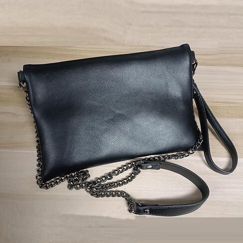 NIGEDU Fold-Over Women Clutch Purse Beaded PU Leather Chain Crossbody Bag Female Envelope Evening Bags in Kuwait