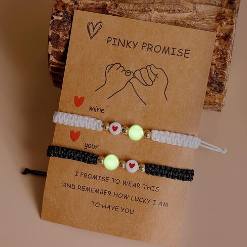 Dcfywl731 Matching Bracelet Glow In The Dark Bracelet Lumious Bracelet Promise Bracelet for Couple Adjustable Heart Link Bracelet Braided Rope Bangle Wrist Bracelet for Lover Friendship Gifts in Saudi Arabia