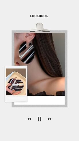 3 ازواج من الاقراط الجلدية باللونين الاسود والابيض من بانغوغوجو، اقراط مكتنزة لا تسبب الحساسية للسيدات العصريات، خطافات اذن فضية مع احجار الراين ولمسات جلدية للنساء in Kuwait