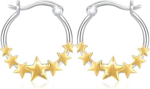 Star Earrings for Women 925 Sterling Silver Cute Hoop Earrings Star Shaped Huggie Earring Gold Plated Hypoallergenic Jewelry Gifts for Girls in Saudi Arabia