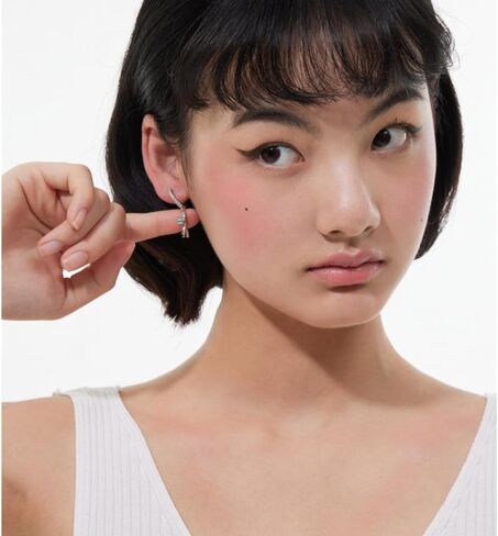 Cute Cat Dangle Hoop Earrings for Women Girls Cubic Zirconia Small Huggie Hoops Animal Pet Dangling Drop Earrings Couples Matching Earrings in Saudi Arabia