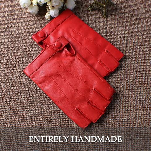 قفازات Nappaglo للسيدات للقيادة من جلد نابا، قفازات مبطنة بنصف أصابع بدون أصابع in Kuwait