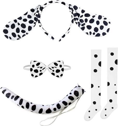 eyigylyo هالوين الدلماسي زي مجموعة آذان الكلب عقال الدلماسي ضيق الذيل ربطة العنق للأطفال فتاة هالوين عيد الميلاد تأثيري حلي in Kuwait