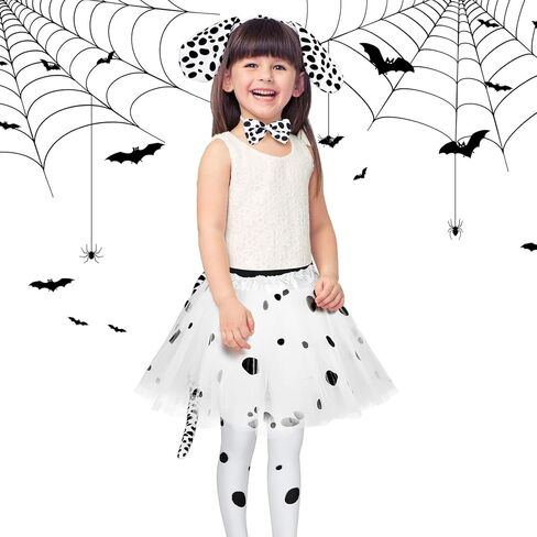 eyigylyo هالوين الدلماسي زي مجموعة آذان الكلب عقال الدلماسي ضيق الذيل ربطة العنق للأطفال فتاة هالوين عيد الميلاد تأثيري حلي in Kuwait