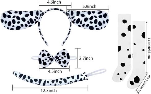 eyigylyo هالوين الدلماسي زي مجموعة آذان الكلب عقال الدلماسي ضيق الذيل ربطة العنق للأطفال فتاة هالوين عيد الميلاد تأثيري حلي in Kuwait