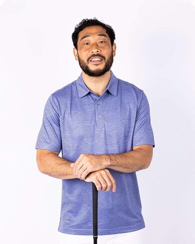Cutter & Buck Men's Big & Tall Forge Heather Wave Print Polo in Saudi Arabia
