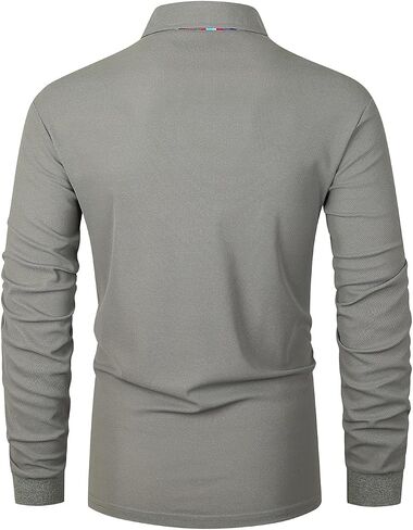 GHYUGR Men Long Sleeve Polo Shirts with Plaid Collar Golf Tennis Business Lapel Casual T-Shirt in Saudi Arabia