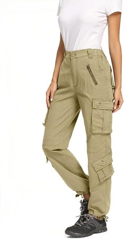 Raroauf Women's Causal Cotton Cargo Pants Military Combat Workwear Capri Pants with 8 Pockets in Saudi Arabia
