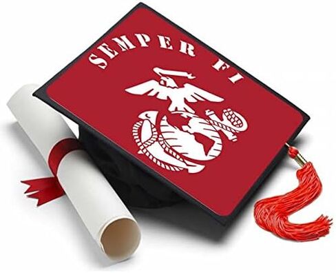 أغطية الشرابة العالية بتصميم مشاة البحرية - قبعات التخرج لمشاة المستقبل - Semper Fi - قبعات التخرج مزينة in Kuwait