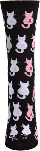 MeMoi Pink Cat Ribbon Breast Cancer Awareness Bamboo Blend Socks in Saudi Arabia