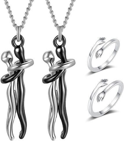 قلادة عناق وخاتم عناق للزوجين قلادة حنون عناق قلادة هدايا عيد الحب لها قلادة للزوجين له ولها in Kuwait