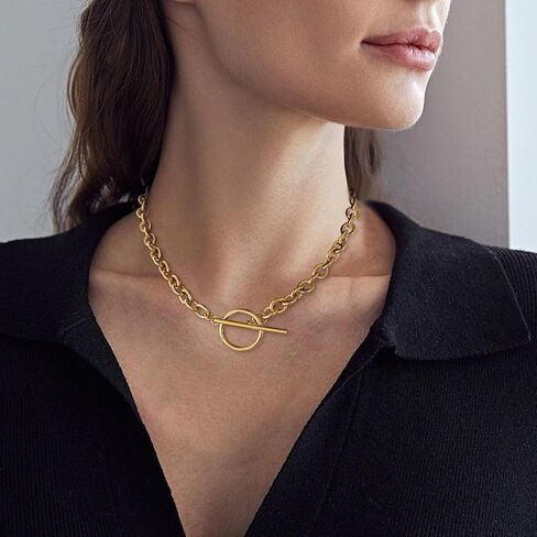 choice of all Chunky Gold Necklaces for Women Chunky Statement Necklaces Layered Gold Silver Chunky Chain Choker Necklace Toggle Clasp Necklaces Women Vintage Coin Necklace Gift's for Teen Girls in Saudi Arabia