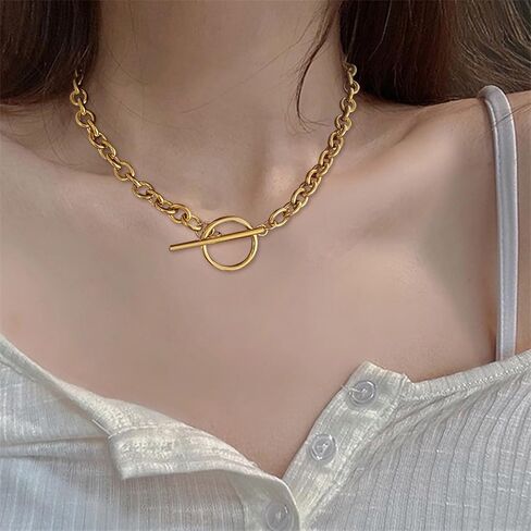 choice of all Chunky Gold Necklaces for Women Chunky Statement Necklaces Layered Gold Silver Chunky Chain Choker Necklace Toggle Clasp Necklaces Women Vintage Coin Necklace Gift's for Teen Girls in Saudi Arabia