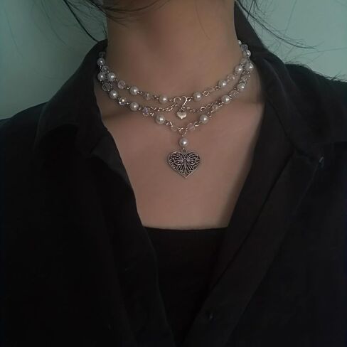 قلادة لؤلؤ للسيدات الأنيقات، قلادة فنية على شكل فراشة، قلادة لؤلؤ ساحرة، مثالية لحفلات الزفاف وأعياد الميلاد وهدايا الذكرى السنوية in Kuwait