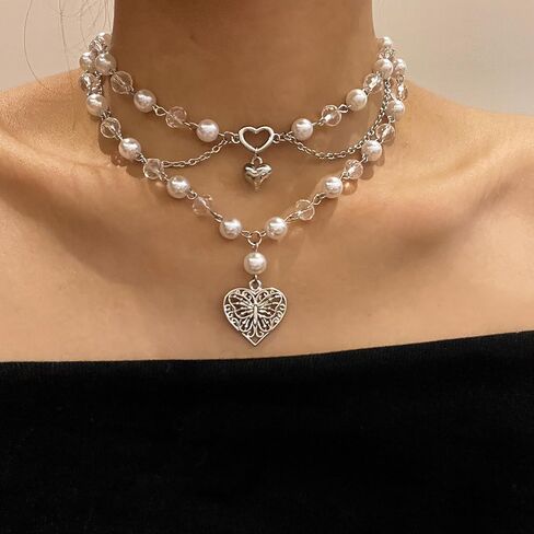 قلادة لؤلؤ للسيدات الأنيقات، قلادة فنية على شكل فراشة، قلادة لؤلؤ ساحرة، مثالية لحفلات الزفاف وأعياد الميلاد وهدايا الذكرى السنوية in Kuwait