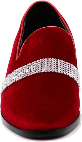 SPK10 Men's Vintage Plain Velvet White Stripe Design Dress Loafers Slip On Shoes Classic Tuxedo Dress Shoes in Saudi Arabia