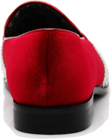 SPK10 Men's Vintage Plain Velvet White Stripe Design Dress Loafers Slip On Shoes Classic Tuxedo Dress Shoes in Saudi Arabia