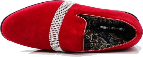 SPK10 Men's Vintage Plain Velvet White Stripe Design Dress Loafers Slip On Shoes Classic Tuxedo Dress Shoes in Saudi Arabia