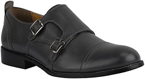 حذاء LIBERTYZENO رجالي بإبزيم مزدوج من الجلد الأصلي بحزام Kiltie Monk in Kuwait