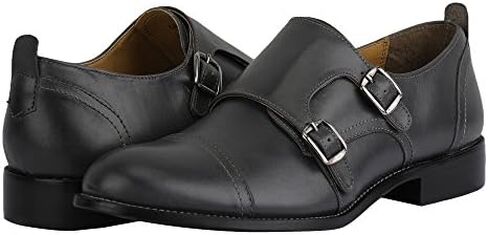 حذاء LIBERTYZENO رجالي بإبزيم مزدوج من الجلد الأصلي بحزام Kiltie Monk in Kuwait