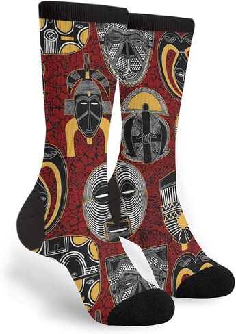 NGFF قناع الزخارف الأفريقية للرجال النساء عارضة مجنون مضحك رياضي يتوهم الجدة الجرافيك أنبوب طاقم الجوارب الرطوبة امتصاص هدية in Kuwait