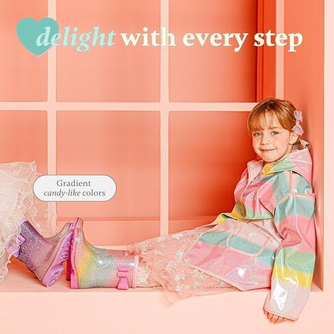 للجنسين طفل بنات بنين سباركلي بريق المطر التمهيد للماء البسيطة أزياء الكاحل أحذية قصيرة مع القوس والقلب تضيء للطفل الصغير طفل صغير in Kuwait