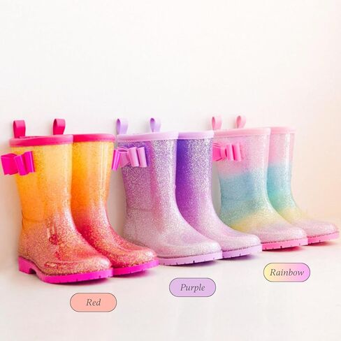 للجنسين طفل بنات بنين سباركلي بريق المطر التمهيد للماء البسيطة أزياء الكاحل أحذية قصيرة مع القوس والقلب تضيء للطفل الصغير طفل صغير in Kuwait