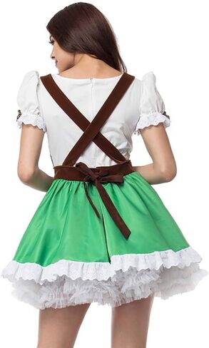 HongH Women's German Oktoberfest Costume Adult Dirndl Traditional Bavarian Beer Carnival Fraulein Cosplay Maid Dress Outfit in Kuwait