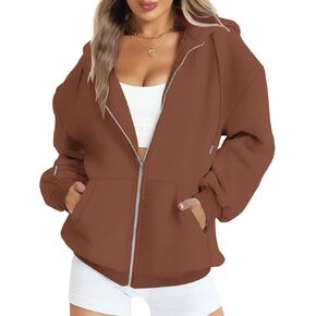 ROYLAMP 2024 Women's Oversized Zip Up Hoodies Sweatshirts Teen Girl Casual Fall Winter Drawstring Y2k Jackets with Pockets