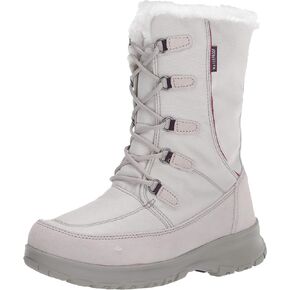 TECS 10" Womens Warm Winter Snow Boots Mid Calf Waterproof Insulated Microfleece Lining Felt Collar Trim Ankle Boot Adjustable D-Ring Lace Up Closure Anti Slip Outsole