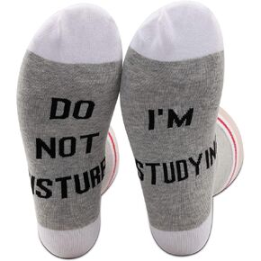 PXTIDY 2 Pairs Studying Gift Bookworm Gift Do Not Disturb I’m Studying Novelty Socks Gift for Student Reading Lover