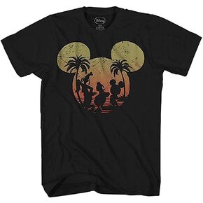 Disney Mickey Mouse Donald Duck Goofy Sunset Adult Mens Graphic T-Shirt