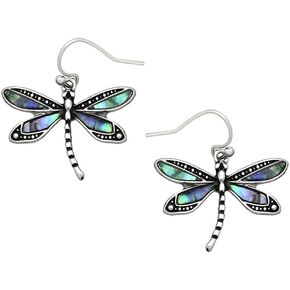 Liavy's Dragonfly Fashionable Earrings - Fish Hook - Abalone Paua Shell - Unique Gift and Souvenir
