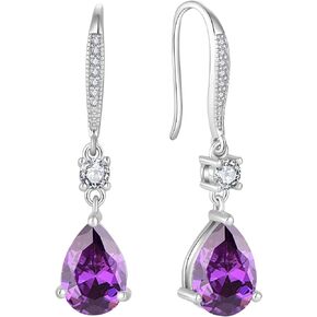 Teardrop Dangle Drop Earrings 925 Sterling Silver Earrings with 7x10MM Birthstones, Hook Earrings for Women Jewelry Gifts