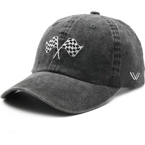 Men's Baseball Caps Checkered Flags Racing Car Flag Pole Washed Adjustable Dad Hat