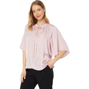 Vince Camuto Split-Neck Blouse with Pleats On Sleeve in Saudi Arabia