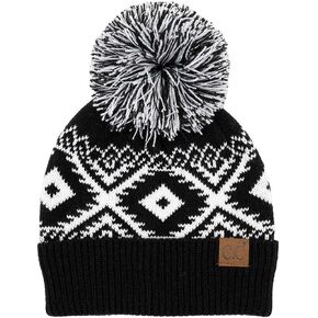 C.C Unisex Warm Soft Knit Pom Beanie Hat