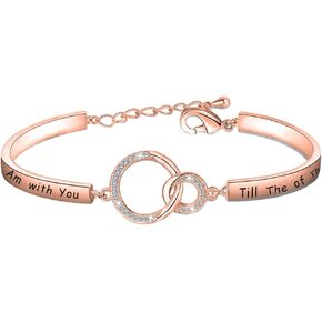 PLITI I Am with You Till The End of The Line Bracelet BFF Friendship Gift Couple Wedding Jewelry for Wife Girlfriend