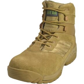 Leather Tactical Boots for Men - Comfortable 6" Suede Work Boots for Men with Side Zipper, Mens Boots For Military, Army, Police Services - Slip & Oil Resistant, Suede