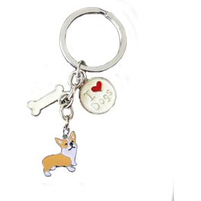 HlpiAMok SPPRANDOM BECHANMIG Keychains, Lovely Dog Key-ring Portable Metal Keychain Keyring Key Decor Car Keyring Tag (Yellow Corgi)