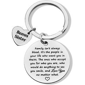 Jielahua Bonus Sister Gifts Keychain Sister in Law Gifts Keyring Unbiological Sister Gifts Graduation Birthday Gifts for Stepsister Soul Sister Christmas Gifts for Sister Friends Bridal Shower Gift
